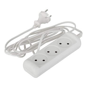 Удлинитель Эра 3 розетки 3 м ШВВП 2х0,75 кв.мм 6 А 1,3 кВт белый (Б0035748)