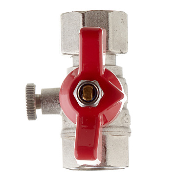 Кран шаровой латунный Valtec 1/2 ВР(г) х 1/2 ВР(г) для подключения манометра проходной бабочка прямой (VT.807.N.0404)