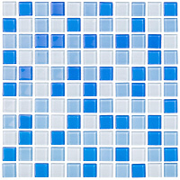 Мозаика Mir Mosaic Natural Color palette голубая стеклянная 300х300х4 мм глянцевая
