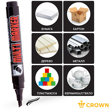 Маркер перманентный Crown Multi Marker Chisel черный грифель 1-5 мм