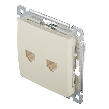Розетка компьютерная Hegel Master встраиваемая слоновая кость 2хRJ45 (РСКК-440-01)