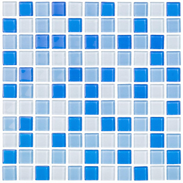 Мозаика Mir Mosaic Natural Color palette голубая стеклянная 300х300х4 мм глянцевая