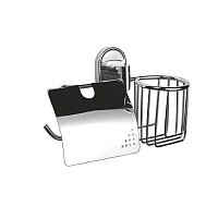 Держатель для туалетной бумаги Haiba с крышкой и корзиной для освежителя металл хром (HB1903-1)