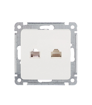 Розетка компьютерная/ телефонная Hegel Master встраиваемая белая RJ11/ RJ45 (РСКТ-440)