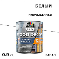 Антисептик Dufa Wood Decor кроющий декоративный для дерева база 1 белый 0,9 л