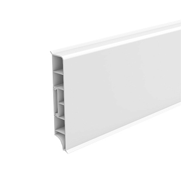 Плинтус ПВХ напольный Идеал Дюра 80 мм белый 2200 мм прямоугольный