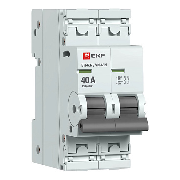 Выключатель нагрузки EKF PROxima ВН-63N 2Р 40А 230 В на DIN-рейку (S63240)