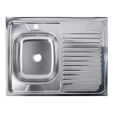 Мойка для кухни Ukinox Nord 80х60х13 см накладная с крылом сталь (Nr 800х600 0,4 L)