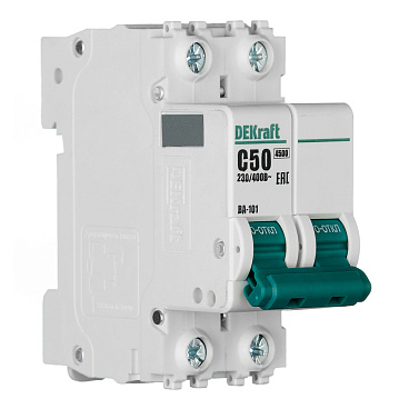 Автоматический выключатель модульный Dekraft ВА-101 2P 50А тип C 4,5 кА 220 В (11071DEK)