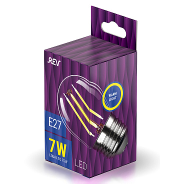 Лампа светодиодная филаментная Rev E27 2700К 7 Вт 695 Лм 220 В шар G45 прозрачная