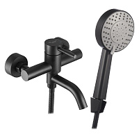 Смеситель для ванны Сorsa Deco NS черный однорычажный с коротким изливом с лейкой (FBTNS1B)