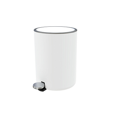 Ведро для мусора Primanova Lenox с крышкой 5 л пластик белое с педалью