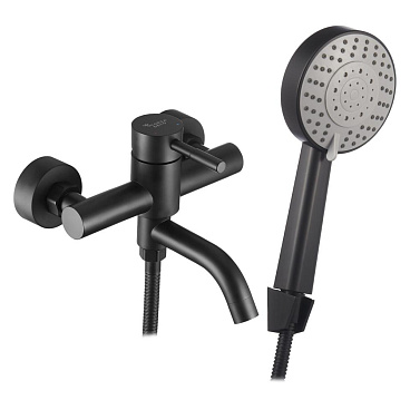 Смеситель для ванны Сorsa Deco NS черный однорычажный с коротким изливом с лейкой (FBTNS1B)