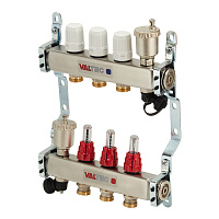Коллекторная группа со встроенными расходомерами в сборе Valtec 1 ВР(г) х 3 выхода 3/4 НР(ш) ЕК х 1 ВР(г)