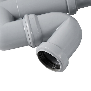 Сифон для двойной мойки АНИ пласт 3 1/2х40 мм с выпуском d115 мм с переливом с соединением 40 мм (F3545S)