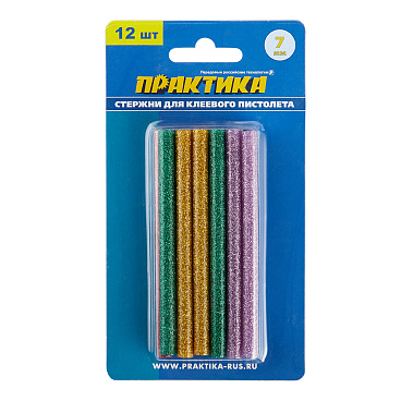 Стержни клеевые Практика 7х100 мм цветные металлик 66 г (12 шт.)