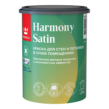 Краска моющаяся Tikkurila/Tikkivala Harmony Satin база С бесцветная 0,9 л