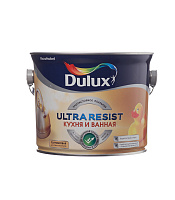 Краска моющаяся Dulux/Luxium Ultra Resist кухня и ванная база BW белая 2,5 л