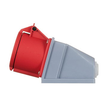 Розетка силовая угловая настенная Dekraft РС-103 с заземлением 3P+N+PE 3 фазы 32 А 380 В IP44 красная (26195DEK)