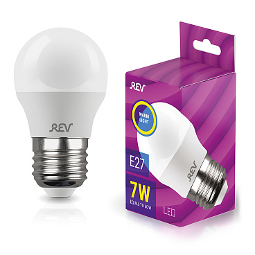 Лампа светодиодная Rev E27 2700К 7 Вт 560 Лм 180-240 В шар G45 матовая