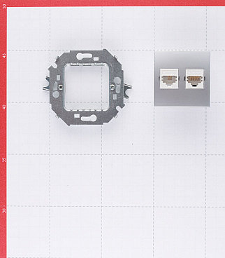 Розетка компьютерная/ телефонная Simon 15 встраиваемая алюминий RJ11/ RJ45 (1591590-033)