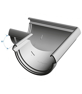 Угол желоба Docke Lux пластиковый d140 мм 90° шоколад RAL 8019