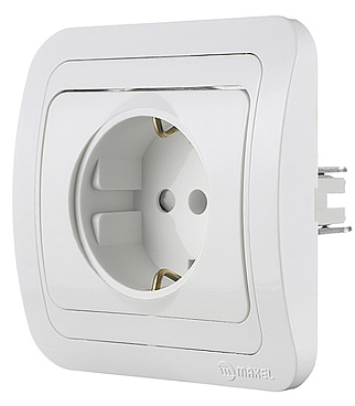 Розетка Makel Mimoza встраиваемая белая со шторками (12058)