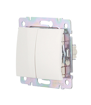 Переключатель Legrand Valena двухклавишный встраиваемый белый (694266)