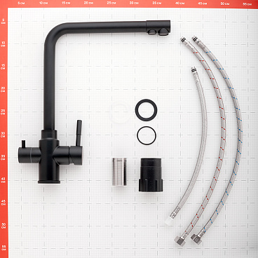 Смеситель для кухни Corsa Deco Prime черный с высоким изливом с подключением к фильтру однорычажный (966385)