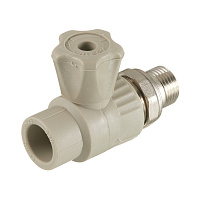 Кран шаровой полипропиленовый Valfex 20 мм х 1/2 НР(ш) с американкой прямой серый (10149020Г)