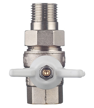 Кран шаровой латунный Valtec Base 1/2 ВР(г) х 1/2 НР(ш) бабочка с полусгоном прямой (VT.227.NW.04)