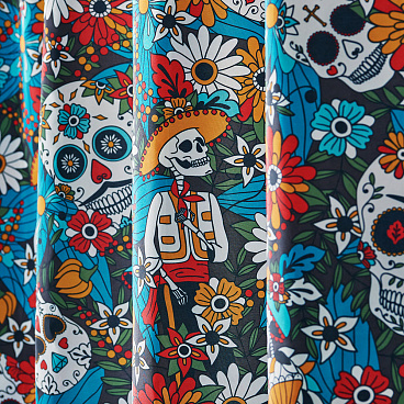 Штора для ванны Moroshka Los Muertos 1800х2000 мм полиэстер красная/синяя (T690-2)