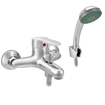 Смеситель для ванны Juguni хром однорычажный с коротким изливом с лейкой (0402.607)