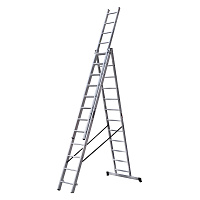 Лестница алюминиевая трансформер трехсекционная 12 ступеней Hesler бытовая