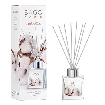 Аромадиффузор с палочками Bago home Свежий хлопок 100 мл