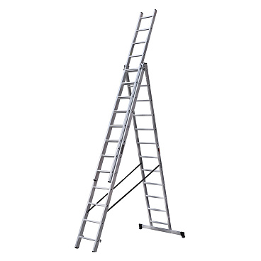Лестница алюминиевая трансформер трехсекционная 12 ступеней Hesler бытовая