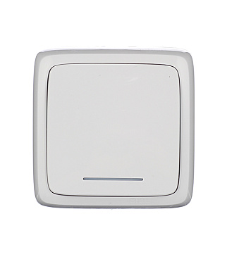 Переключатель Hegel Alfa одноклавишный накладной белый с подсветкой (ВА10-164)