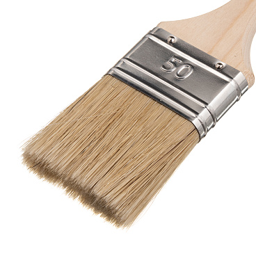 Кисть плоская натуральная щетина деревянная ручка Wenzo Wood 50х14 мм для эмалей и лаков на алкидной основе