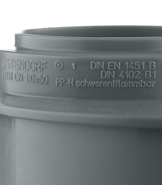 Переходник Ostendorf HTRК d110х50 мм пластиковый эксцентрический короткий для внутренней канализации (115725)