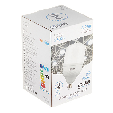 Лампа светодиодная Gauss E27 6500К 42 Вт 3700 Лм 180-240 В цилиндр T120 матовая