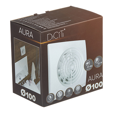 Вентилятор осевой DiCiTi Aura с обратным клапаном 155х155 мм d100 мм белый