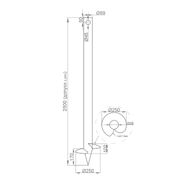 Свая винтовая d89х2500 мм