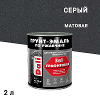 Грунт-эмаль по ржавчине 3в1 Dali серая графитовая матовая 2 л