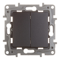 Выключатель Legrand Etika двухклавишный встраиваемый антрацит (672602)