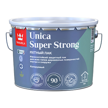 Лак алкидно-уретановый яхтный Tikkurila Unica Super Strong основа EP бесцветный 9 л высокоглянцевый