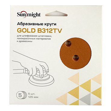 Диск шлифовальный Sunmight Gold d125 мм P180 на липучку бумажная основа (5 шт.)