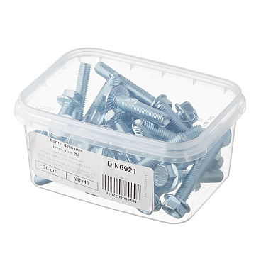 Болт оцинкованный M8x45 мм DIN 6921 10,9 с фланцем (30 шт.)