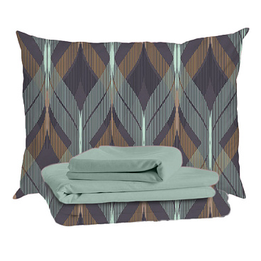 Комплект постельного белья 1,5-спальный тенсель Mona Liza Mariko зеленый с простыней 150х215 см