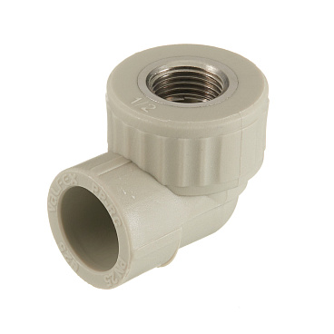 Угол полипропиленовый Valfex комбинированный 25 мм х 1/2 ВР(г) серый (10125125Г)