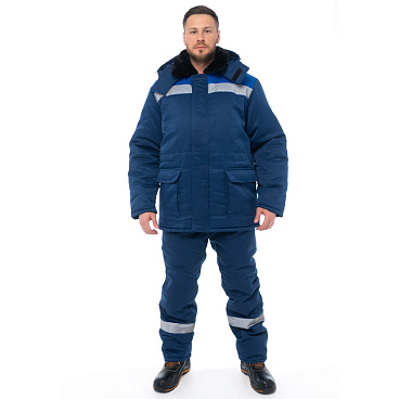 Костюм рабочий мужской утепленный Спрут Стандарт 56-58 рост 182-188 см темно-синий/васильковый
